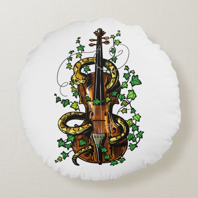 Violin and snake round pillow (Back)