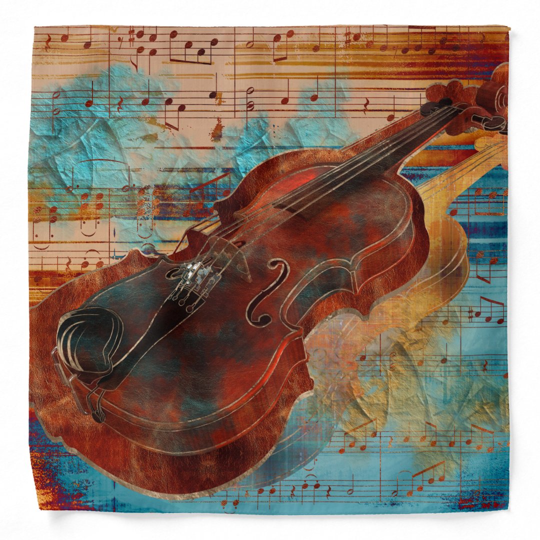 Violin Art Collage - mixed media Bandana | Zazzle