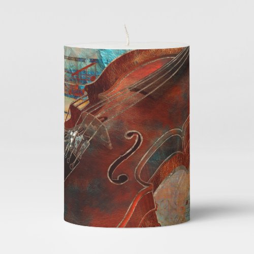 Violin Art Collage _ mixed media Pillar Candle