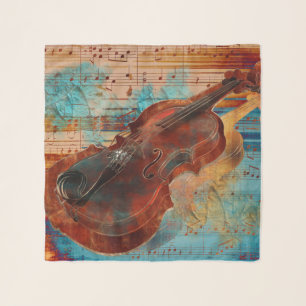 Violin Art Collage - mixed media Scarf