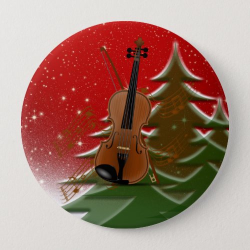 Violin at Christmas Button