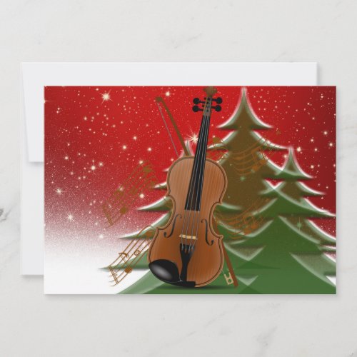 Violin at Christmas Thank You Card