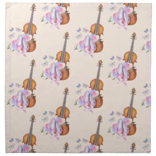 Violin, Ballet Shoes and Butterflies Pattern Cloth Napkin