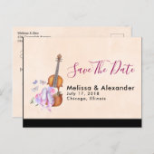 Violin, Ballet Shoes and Butterflies Save The Date Announcement Postcard (Front/Back)