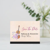 Violin, Ballet Shoes and Butterflies Save The Date Announcement Postcard (Standing Front)