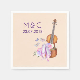 Violin, Ballet Shoes and Butterflies Wedding Napkins