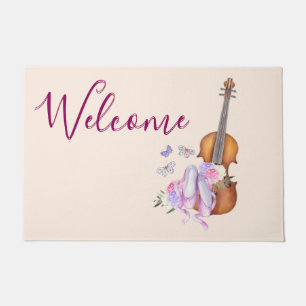 Violin, Ballet Shoes and Butterflies Welcome Doormat