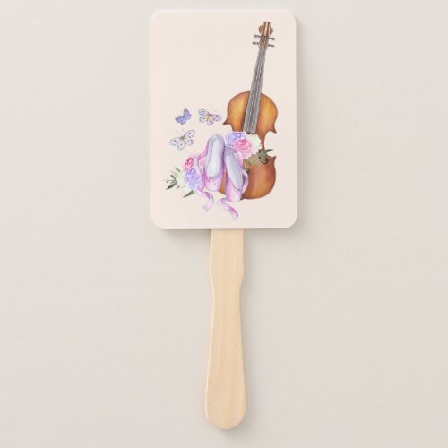 Violin Ballet Shoes Flowers and Butterflies Hand Fan