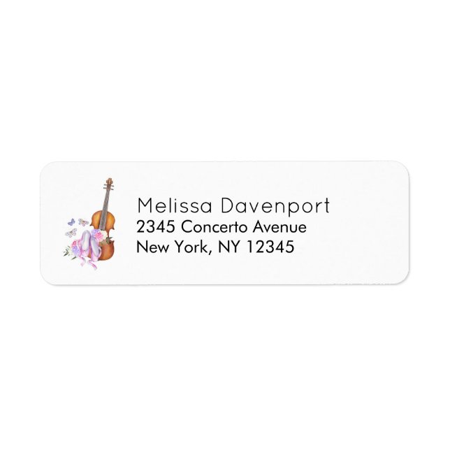 Violin, Ballet Shoes, Flowers and Butterflies Label (Front)
