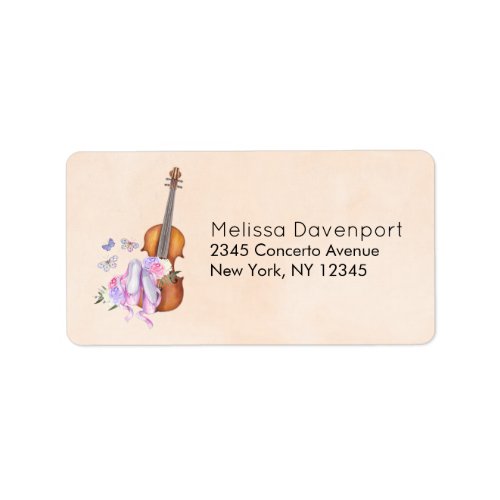 Violin Ballet Shoes Flowers and Butterflies Label
