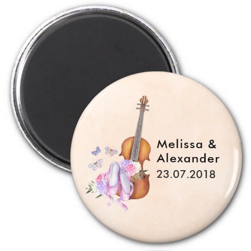Violin Ballet Shoes Flowers and Butterflies Magnet