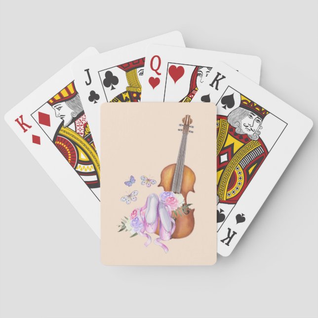 Violin, Ballet Shoes, Flowers and Butterflies Poker Cards (Back)