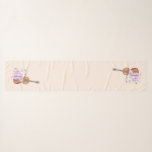 Violin, Ballet Shoes, Flowers and Butterflies Scarf<br><div class="desc">Chiffon scarf with a soft feminine design. Illustrated with a watercolor image of a wooden violin,  some pink ballet slippers resting against it and decorated with flowers and butterflies.  Set on a peach pink colored background.</div>