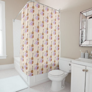Violin, Ballet Shoes, Flowers and Butterflies Shower Curtain