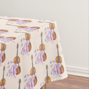 Violin, Ballet Shoes, Flowers and Butterflies Tablecloth