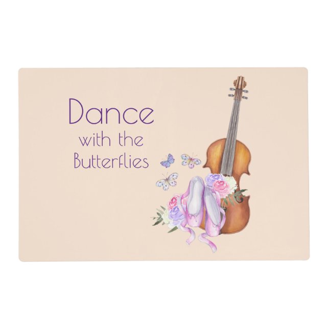Violin & Ballet Shoes Inspirational Dance Placemat (Front)
