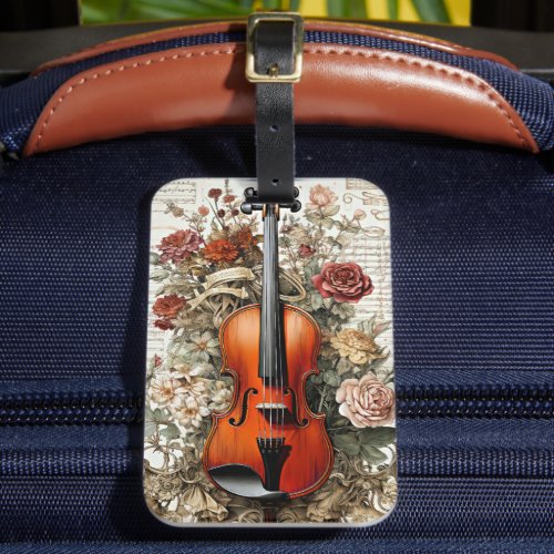 Violin Beauty floral ornate AI_generated Luggage Tag