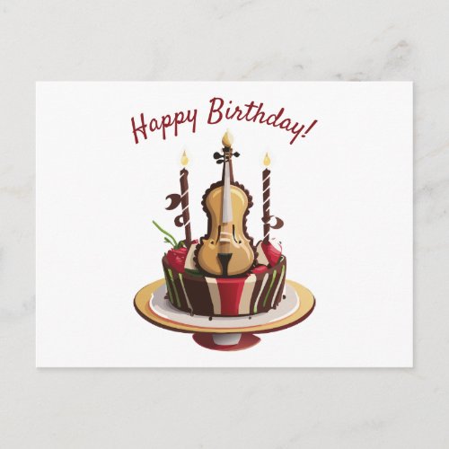 Violin Birthday Cake Postcard