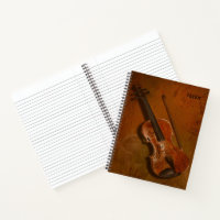 Violin & Bow - Choice of Inside Pages - Full Size Notebook