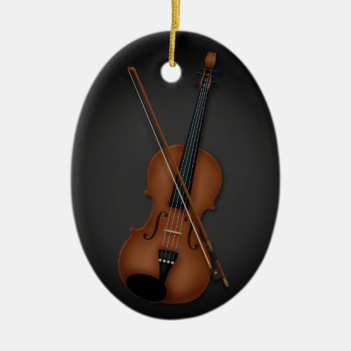 Violin  Bow Classical Music Personalized Black Ceramic Ornament