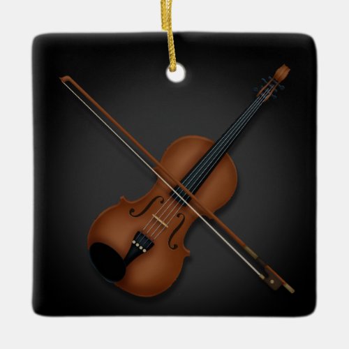Violin  Bow Elegant Classical Music 2_Sided Black Ceramic Ornament