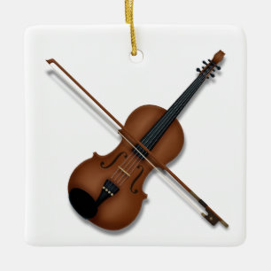 Violin & Bow Elegant Classical Music 2-Sided Ceramic Ornament