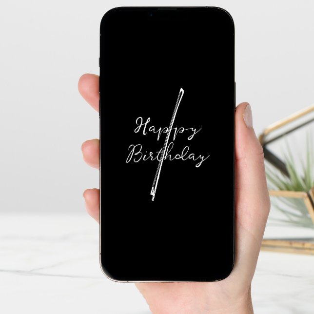 Violin bow happy birthday  card (Front Digital)