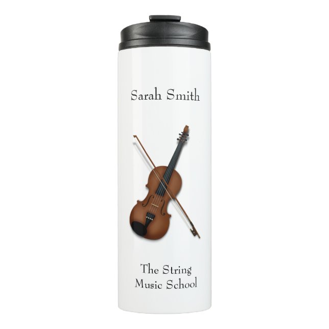 Violin & Bow Illustration Custom Classical Music Thermal Tumbler (Front)