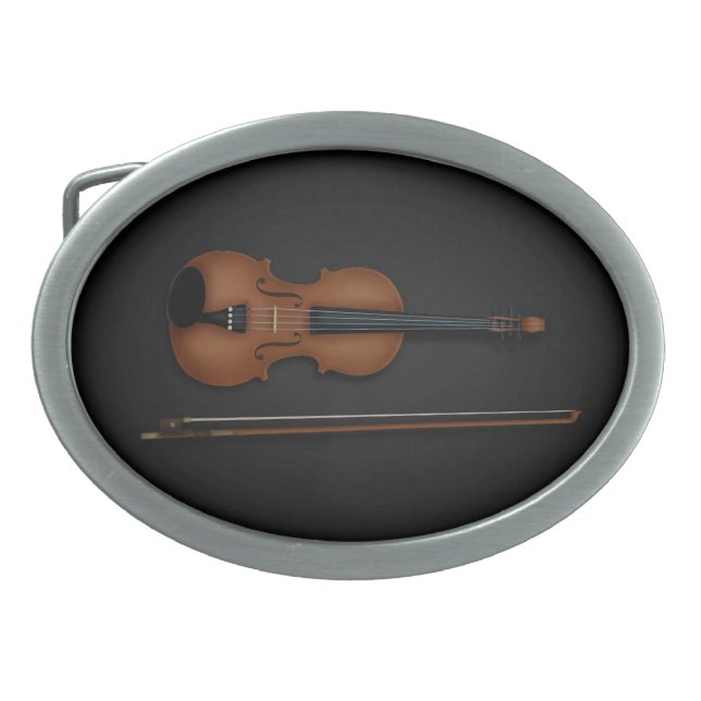 Violin & Bow Side by Side Classical Music Belt Buckle (Front)