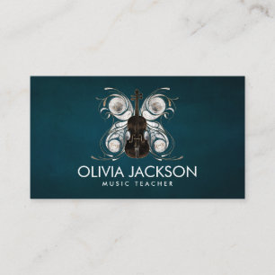 Violin Butterfly - Watercolor and gold Business Card