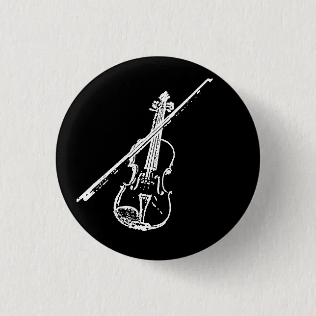 Violin Button Distorted/Eroded B/W Zazzle