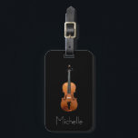 Violin Case Monogram Black Minimalist Luggage Tag<br><div class="desc">Monogram violin case luggage tag,  with a unique violin image on a black background. With minimalist white lettering,  you can customize with your own information. Great for you musical instrument case or luggage. 

Enjoy!</div>