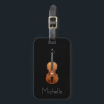Violin Case Monogram Black Minimalist Luggage Tag<br><div class="desc">Monogram violin case luggage tag,  with a unique violin image on a black background. With minimalist white lettering,  you can customize with your own information. Great for you musical instrument case or luggage. 

Enjoy!</div>