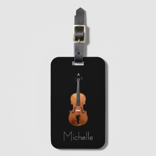 Violin Case Monogram Black Minimalist Luggage Tag