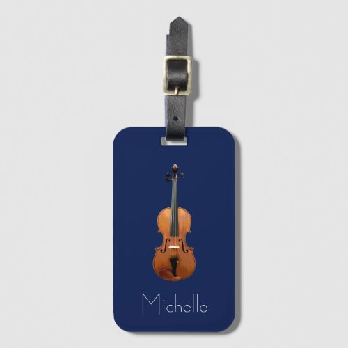 Violin Case Monogram Minimalist Blue Luggage Tag