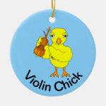 Violin Chick Ceramic Ornament