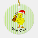 Violin Chick Ceramic Ornament