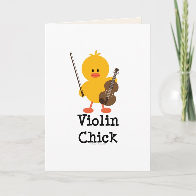 Violin Chick Greeting Card (Front)