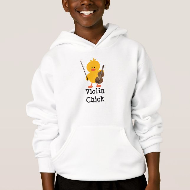 Violin Chick Kids Hooded Sweatshirt (Front)