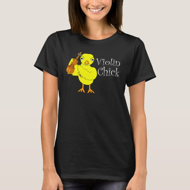 Violin Chick Text T-Shirt (Front)