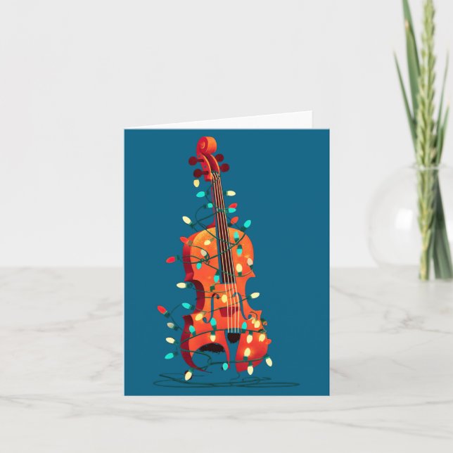 Violin Christmas Graphics Lights Lover Player Viol Card (Front)