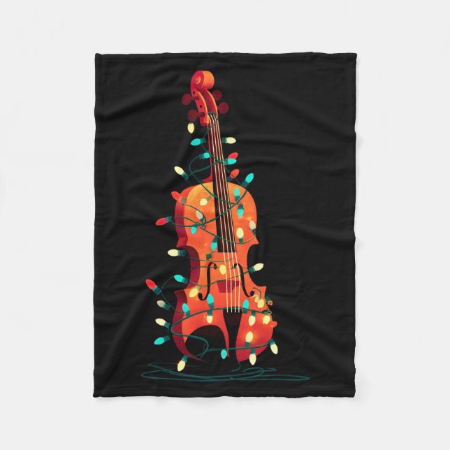 Violin Christmas Graphics Lights Lover Player Viol Fleece Blanket (Front)