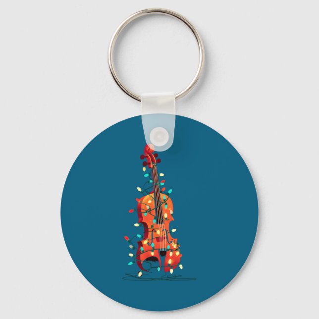 Violin Christmas Graphics Lights Lover Player Viol Keychain (Front)