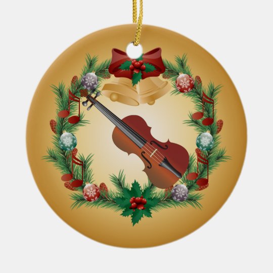 Violin Christmas Wreath Music Ornament Gift | Zazzle.com