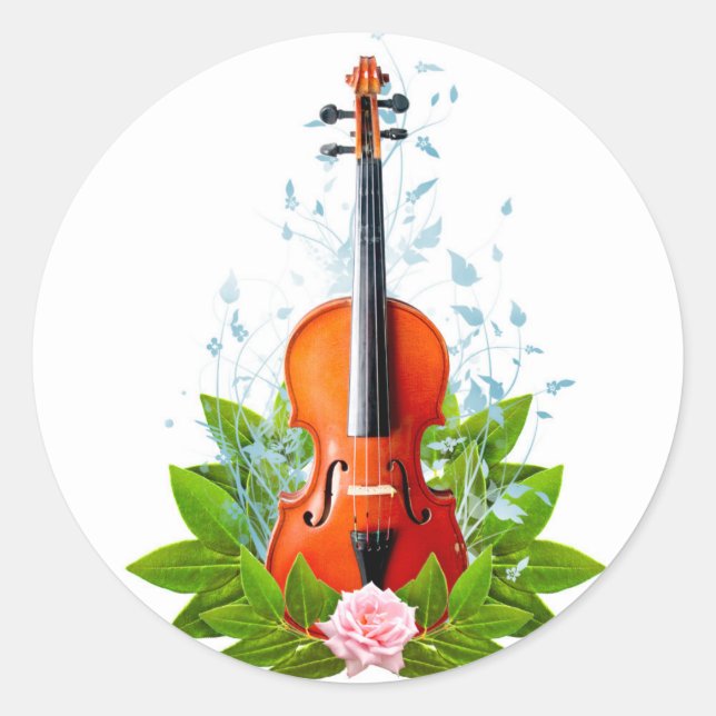 Violin Classic Round Sticker (Front)