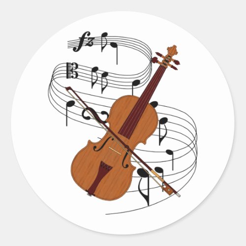 Violin Classic Round Sticker