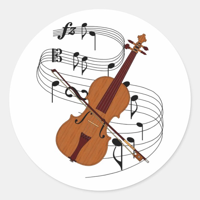 Violin Classic Round Sticker (Front)