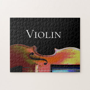 Violin Classical Music Black and White Jigsaw Puzzle