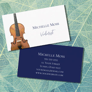 Violin Classical Music Elegant Blue Business Card