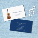 Violin Classical Music Elegant Blue Business Card at Zazzle